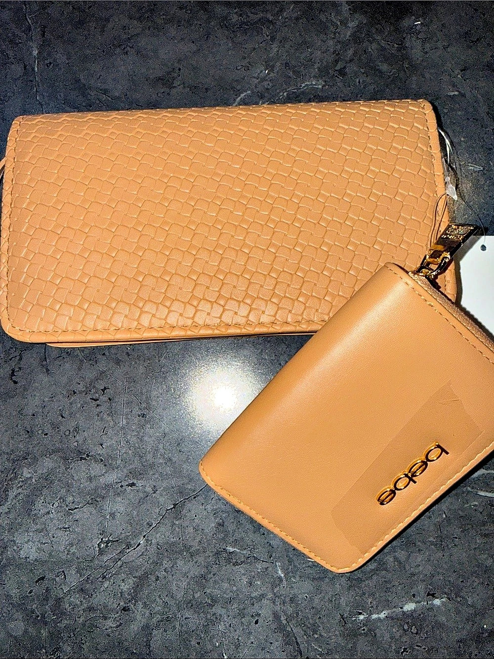 bebe Crossbody Wallet Woven in Brown NWT
